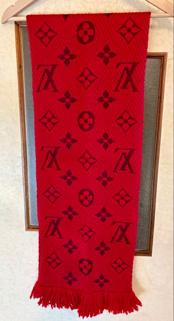 ルイ・ヴィトン ロゴマニア ルビ マフラー 美品 箱付き　購入証明書