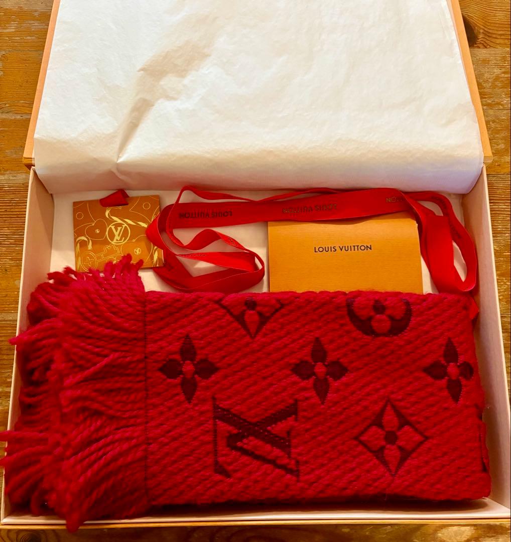 ルイ・ヴィトン ロゴマニア ルビ マフラー 美品 箱付き　購入証明書