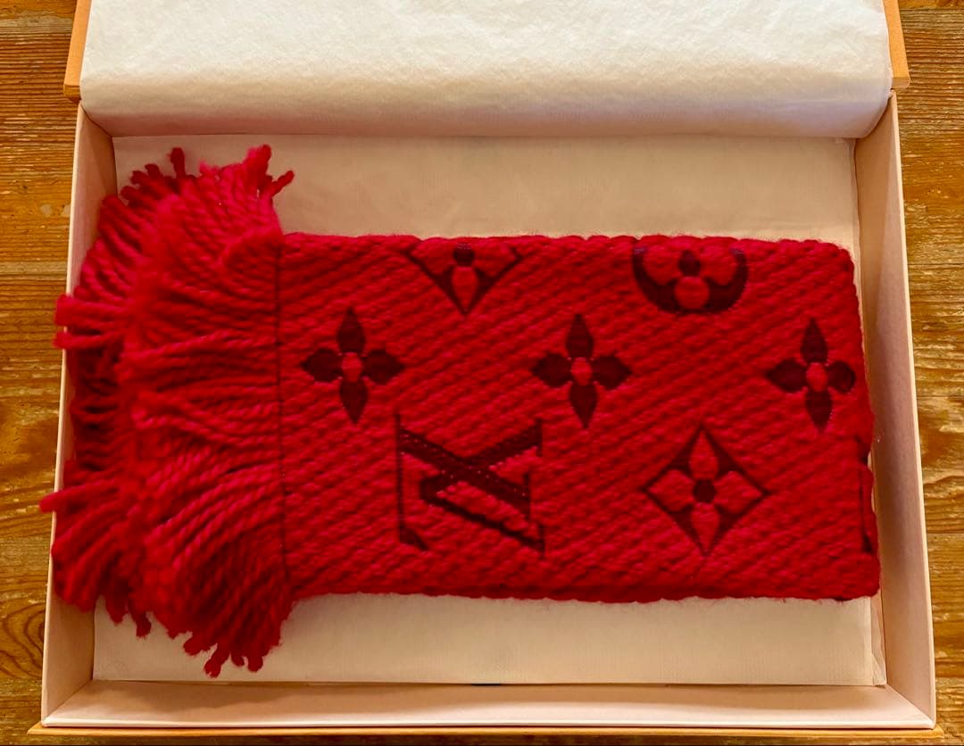 ルイ・ヴィトン ロゴマニア ルビ マフラー 美品 箱付き　購入証明書