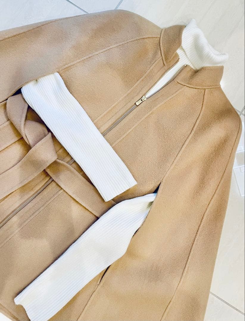 セール★ ANAYI シャルムビーバー ミドルケープコート ベージュ 36