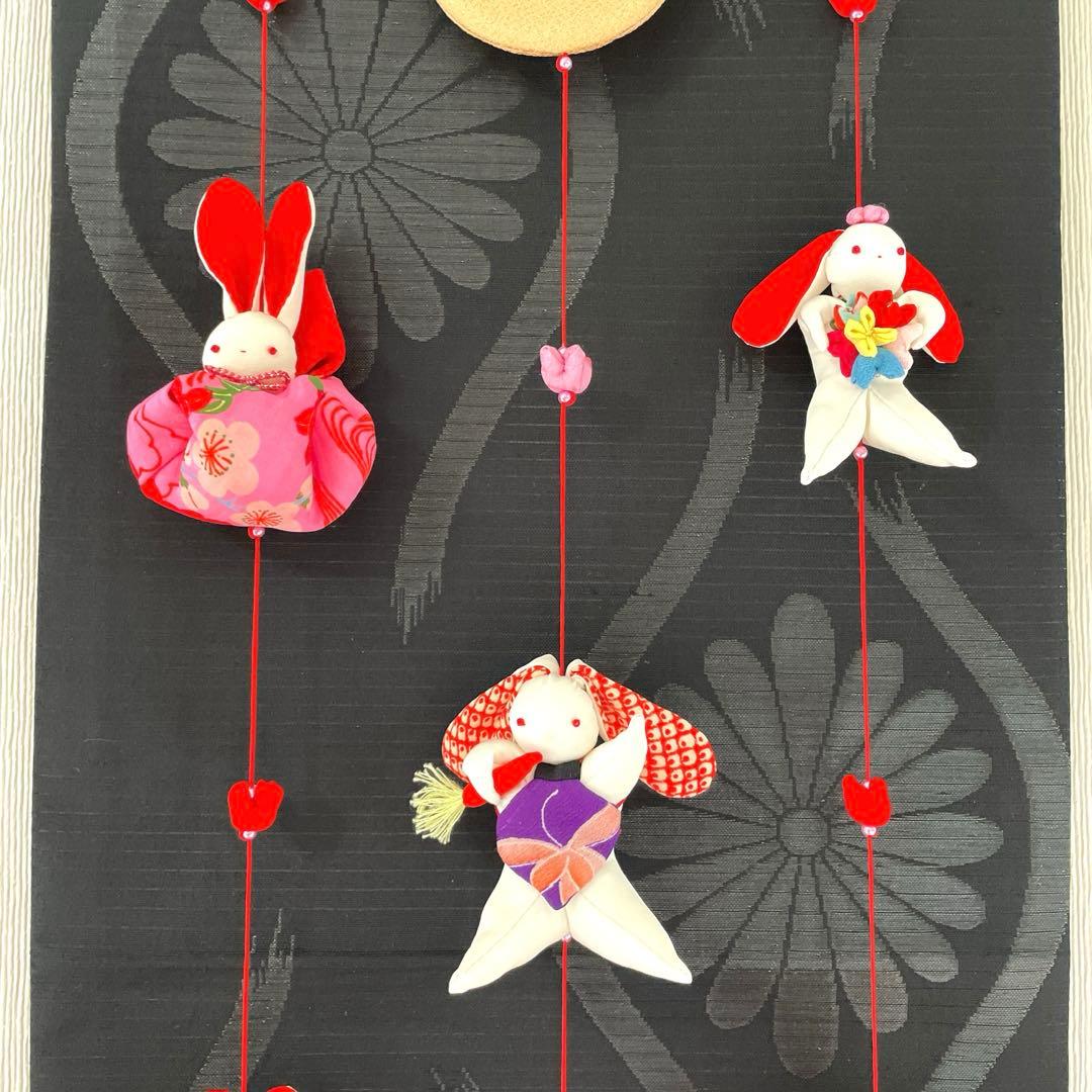 145 マチャケ　うさぎタペストリー　吊るし飾り　古布