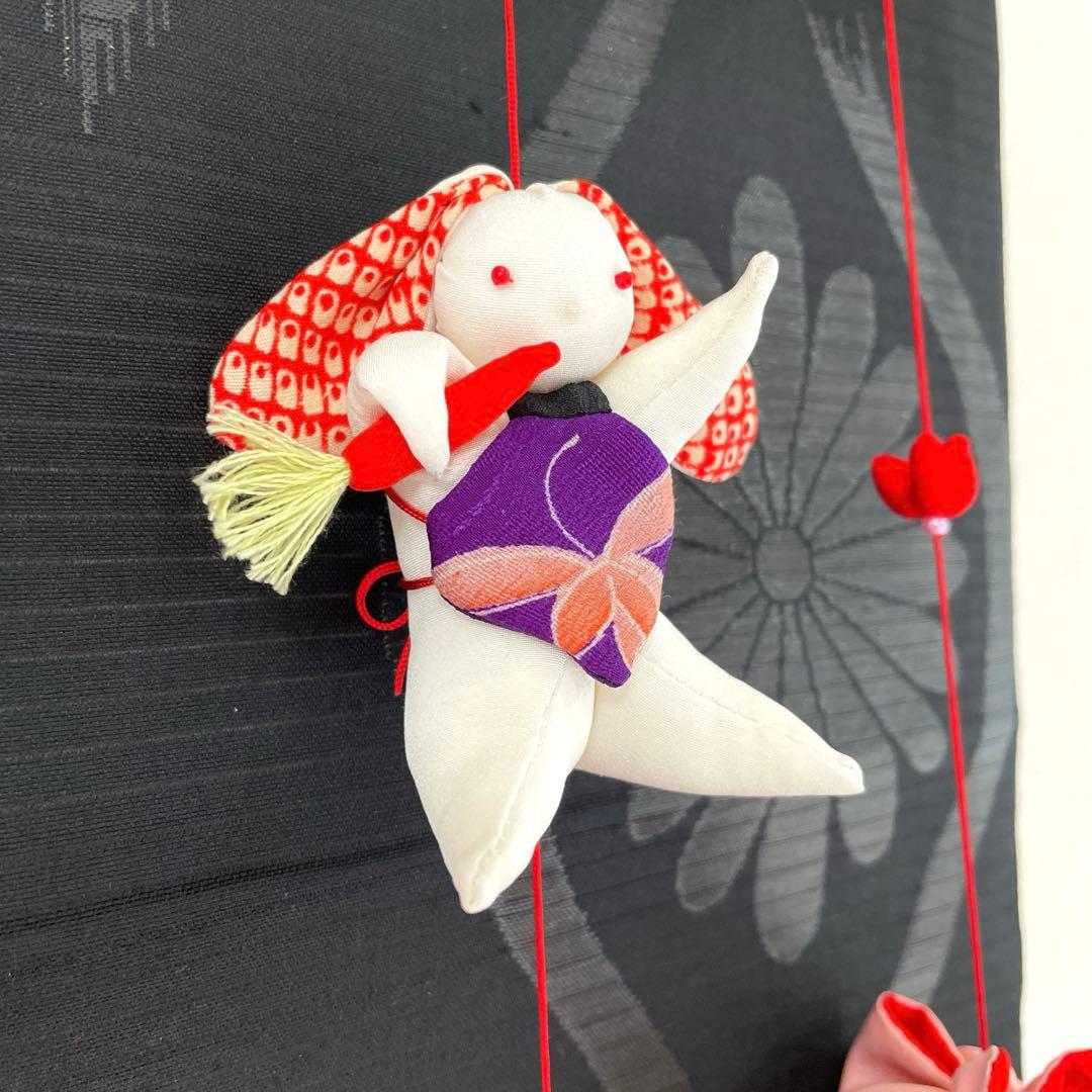 145 マチャケ　うさぎタペストリー　吊るし飾り　古布