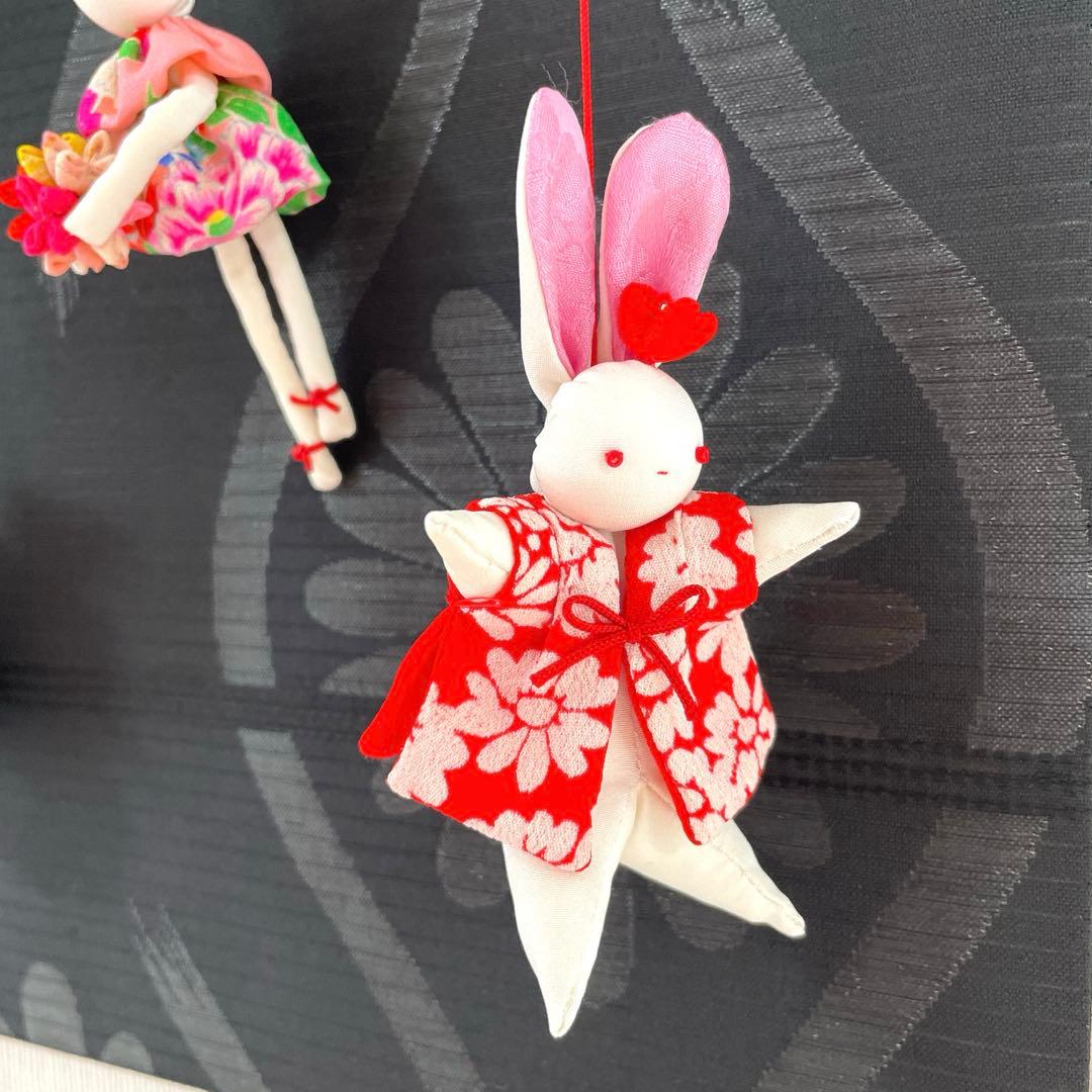 145 マチャケ　うさぎタペストリー　吊るし飾り　古布