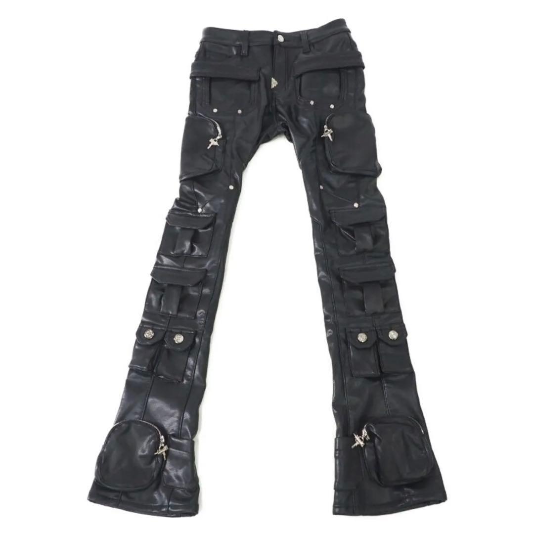 パンツ GUAPI Obsidian Cargo Leather Pants Black