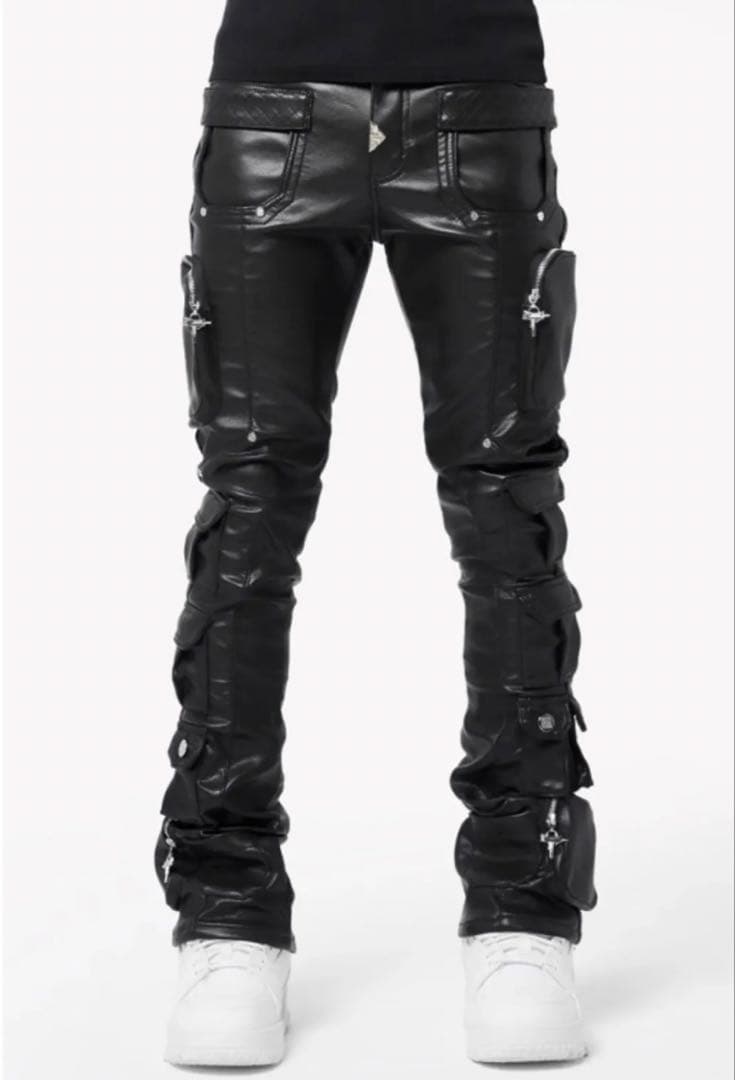 パンツ GUAPI Obsidian Cargo Leather Pants Black