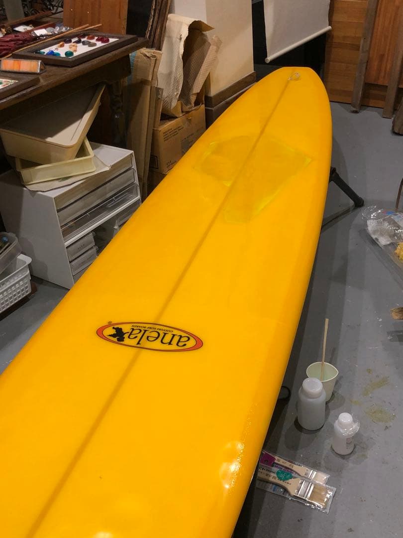 9'2 イエロー ロングボード 修理跡あり