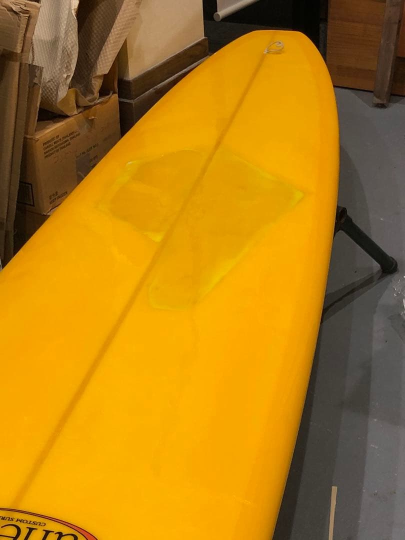 9'2 イエロー ロングボード 修理跡あり