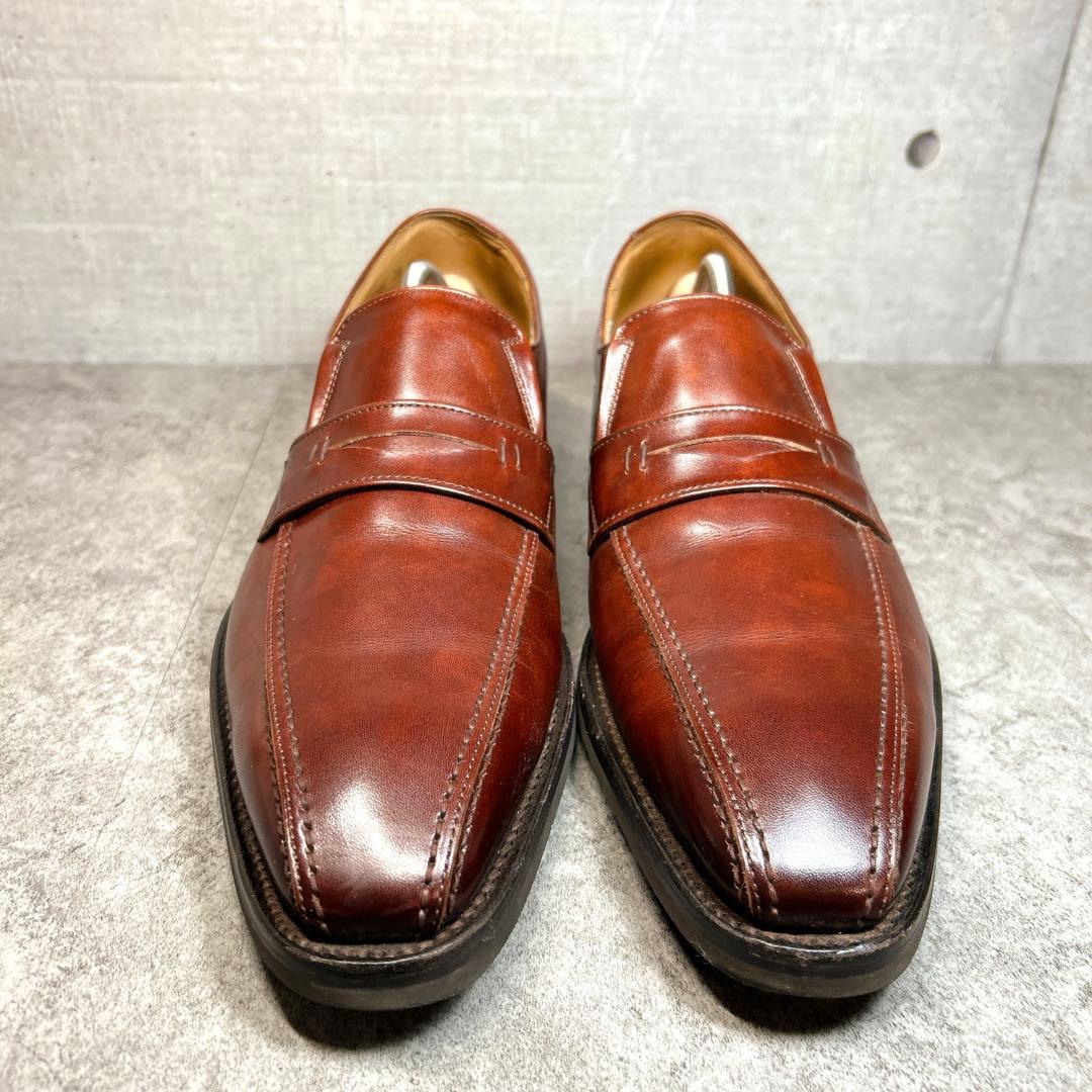 極美品【REGAL】12AL/リーガル ローファー/エアローテーション/革靴/茶