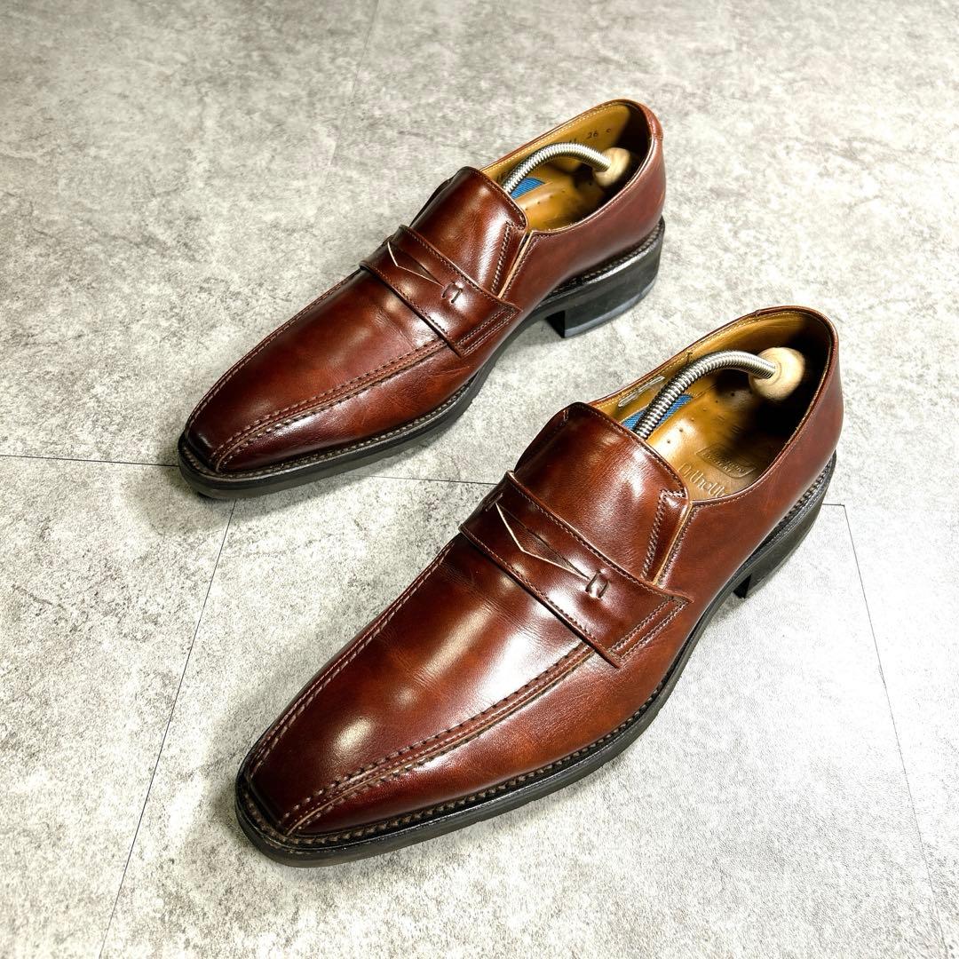 極美品【REGAL】12AL/リーガル ローファー/エアローテーション/革靴/茶