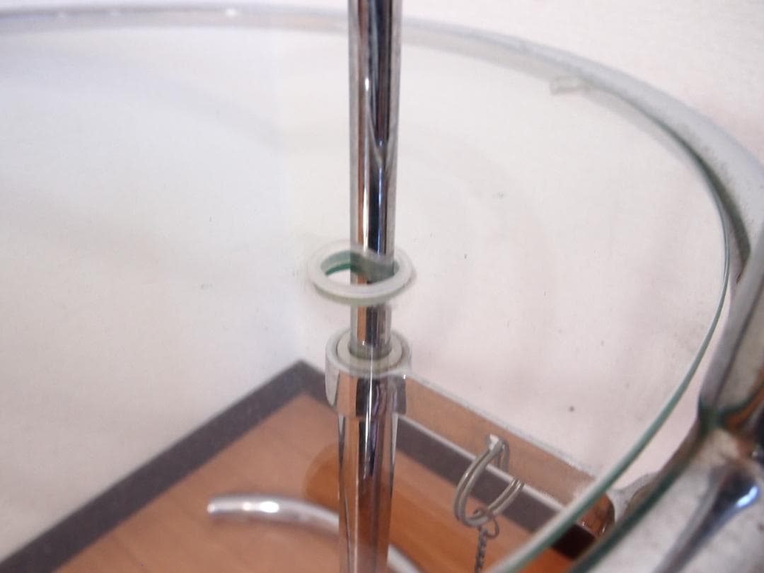 【良品】高さ調節可能 強化ガラス サイドテーブル/丸テーブル/飾り台 モダン家具