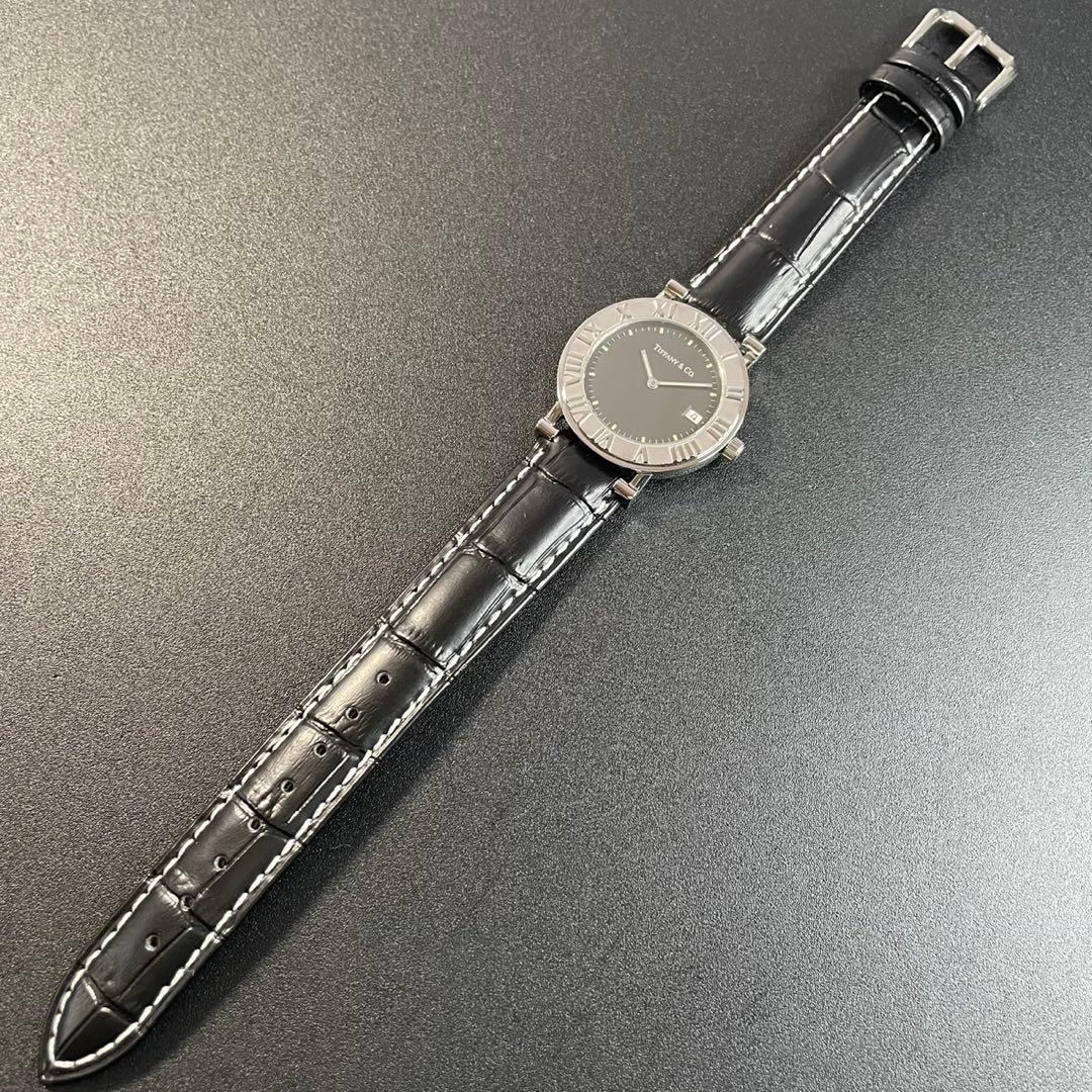 【可動 正規品】ティファニー 腕時計 アトラス ブラック ラウンド ローマン