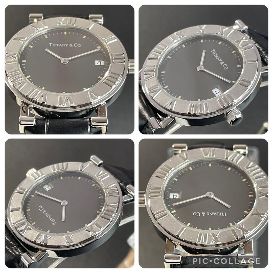 【可動 正規品】ティファニー 腕時計 アトラス ブラック ラウンド ローマン