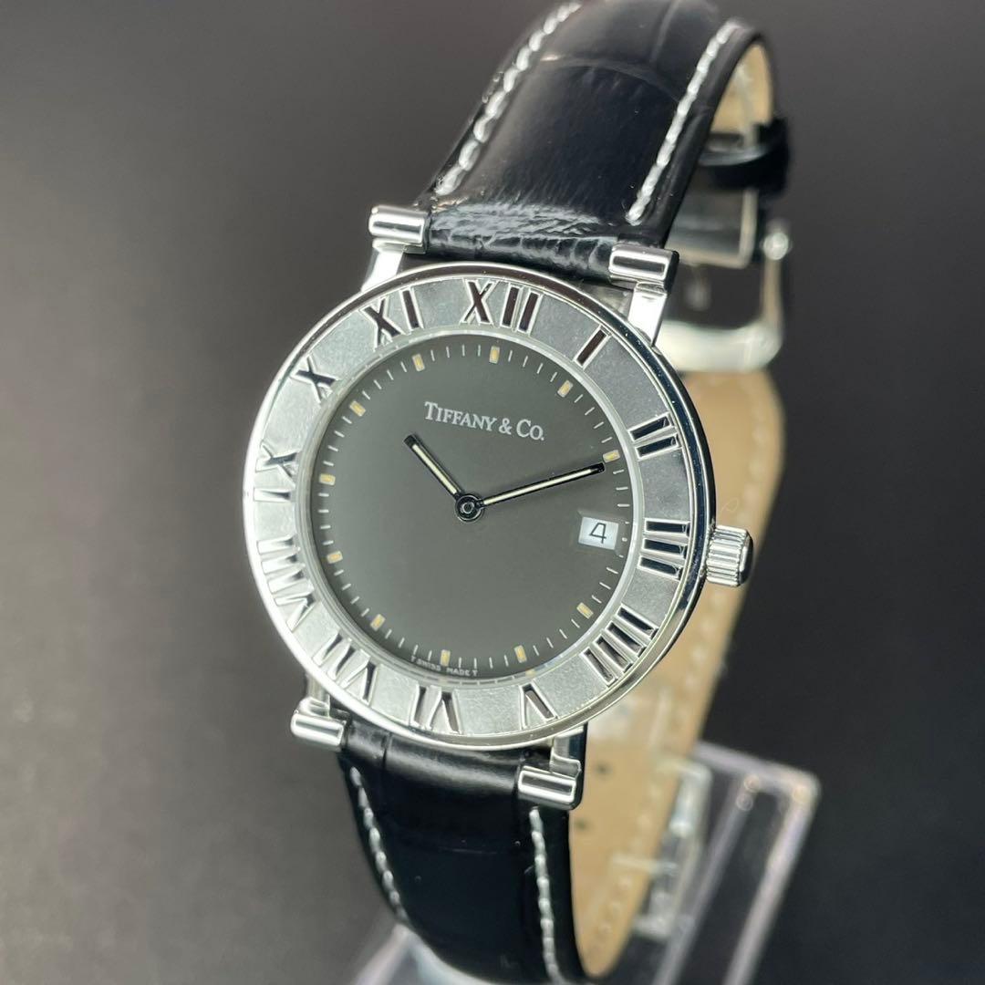 【可動 正規品】ティファニー 腕時計 アトラス ブラック ラウンド ローマン