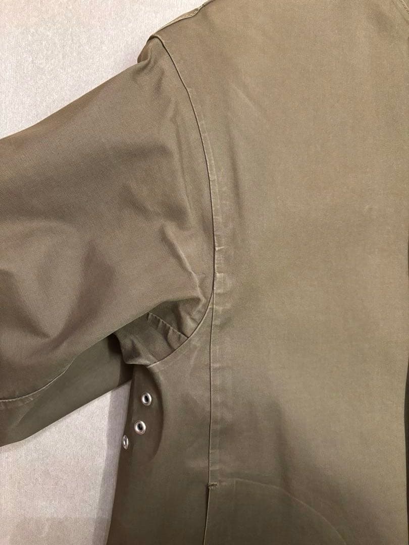 HYKE×MACKINTOSH ノーカラーコート ゴム引き カーキ サイズ1