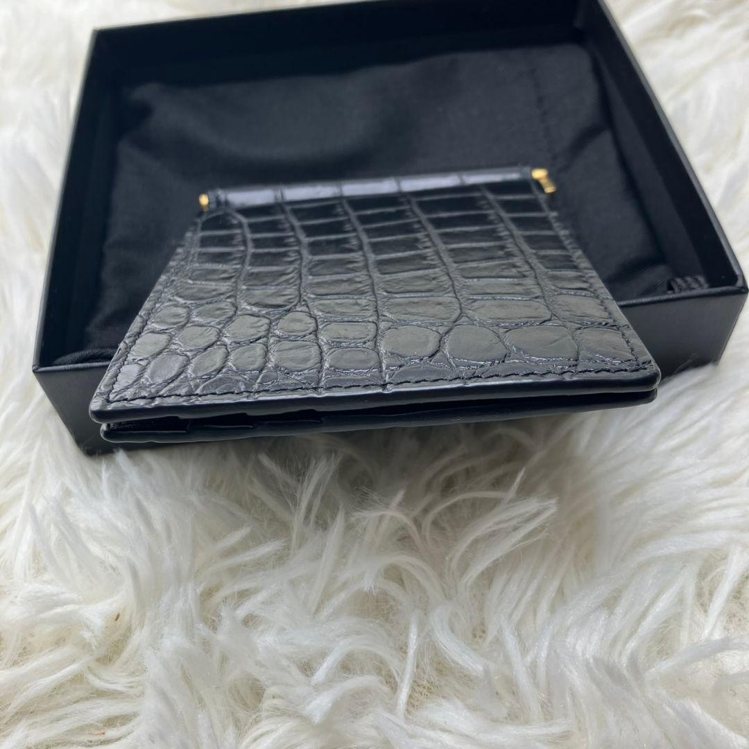 未使用級✨SAINT LAURENT マネークリップ　クロコ型押し　YSL 黒