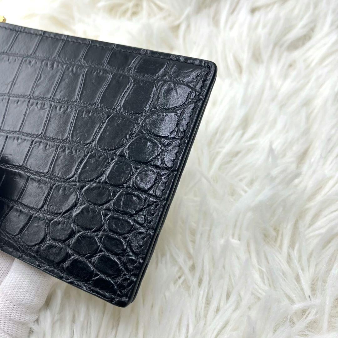 未使用級✨SAINT LAURENT マネークリップ　クロコ型押し　YSL 黒