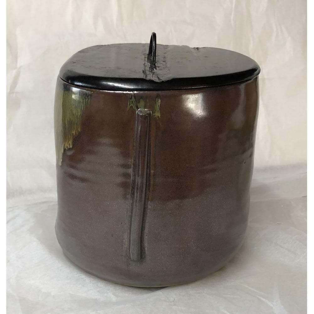 e2474 野間雅山 耳付 一重口水指 共箱 高取焼 宝珠窯 水指 花押 茶道具