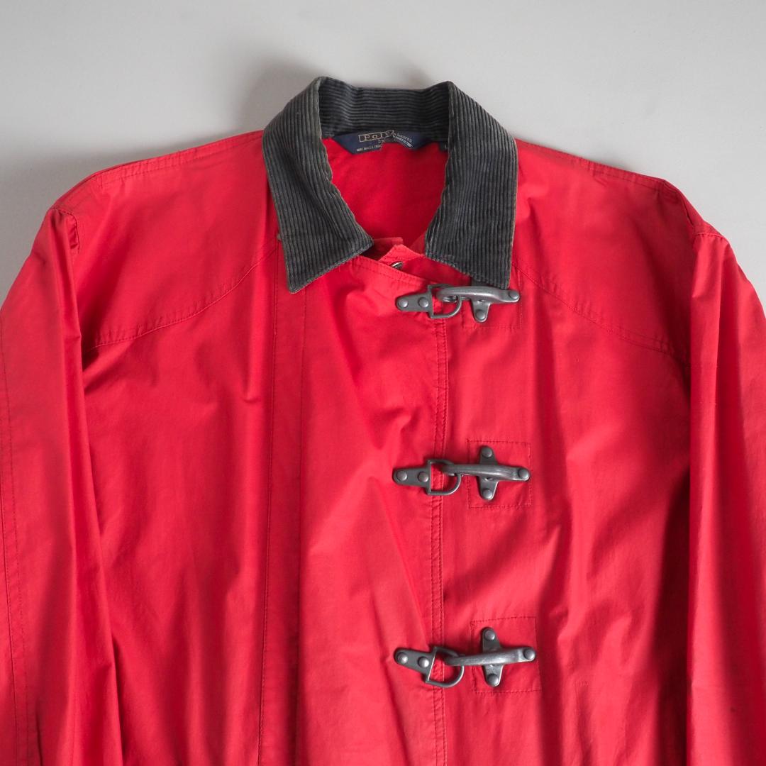 ラルフローレン　USA製　ファイアーマンジャケット　襟コーデュロイ　赤色　古着