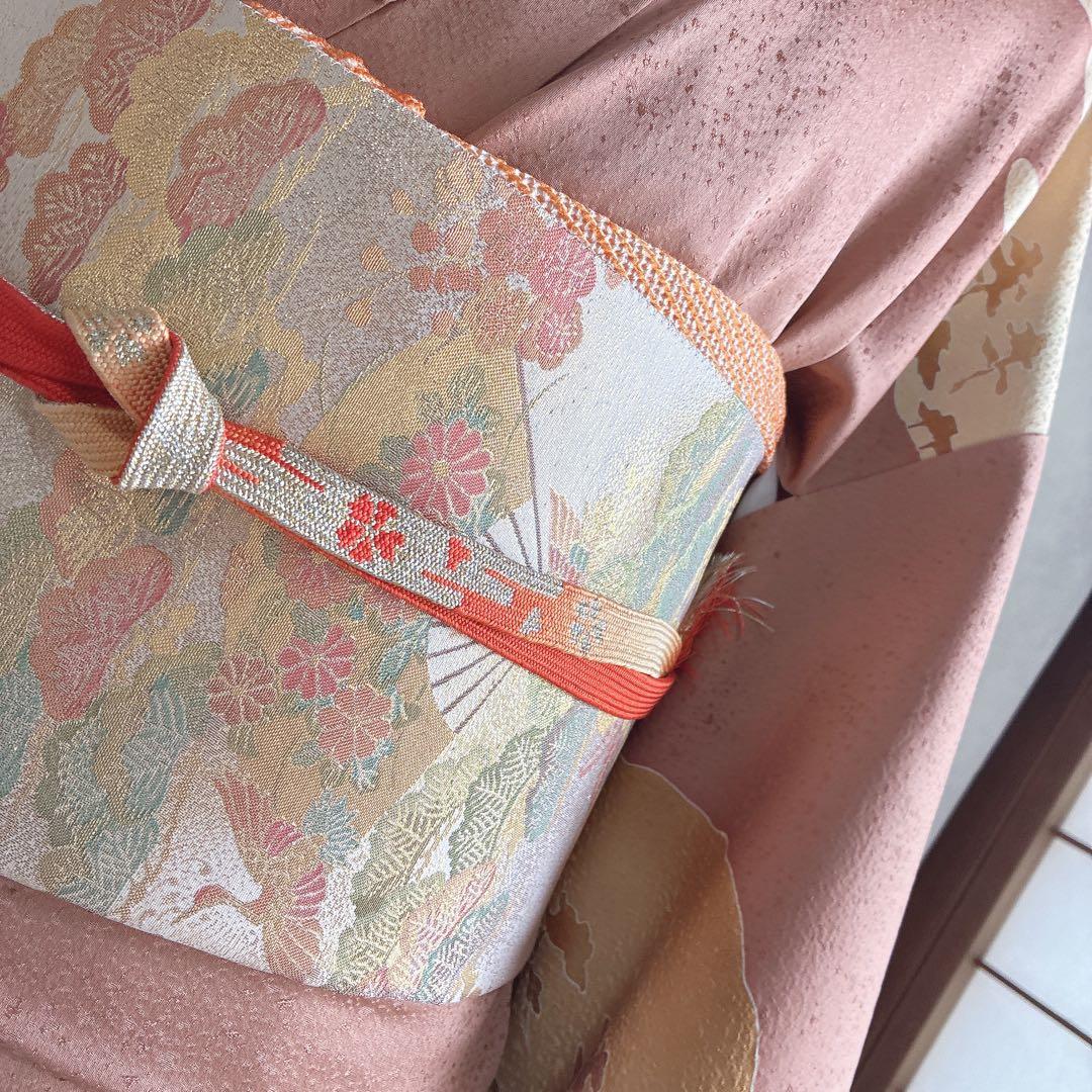 訪問着　フルセット　着物　正絹　和らぎ　刺繍　上品色　落款　J1