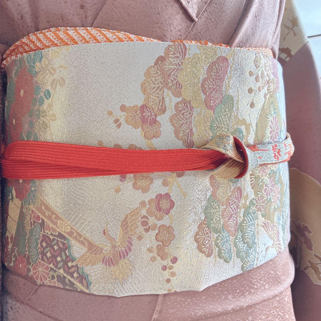 訪問着　フルセット　着物　正絹　和らぎ　刺繍　上品色　落款　J1