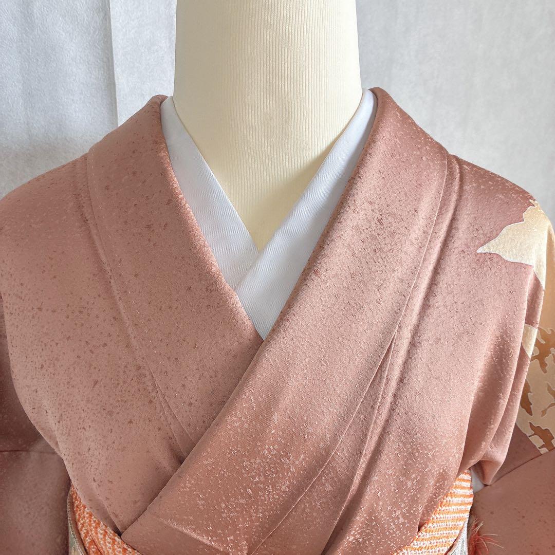 訪問着　フルセット　着物　正絹　和らぎ　刺繍　上品色　落款　J1