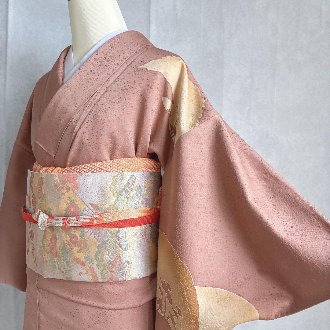 訪問着　フルセット　着物　正絹　和らぎ　刺繍　上品色　落款　J1