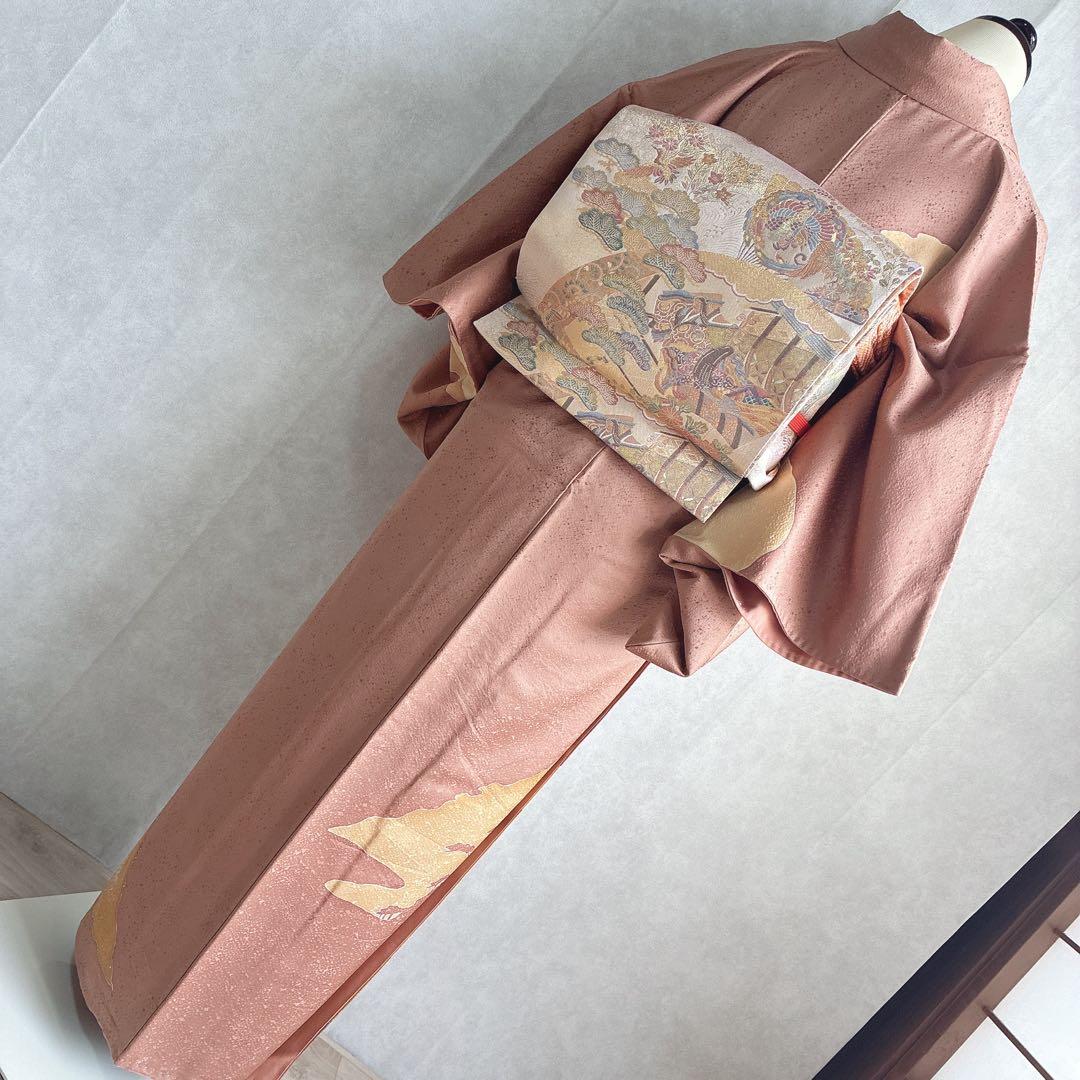 訪問着　フルセット　着物　正絹　和らぎ　刺繍　上品色　落款　J1