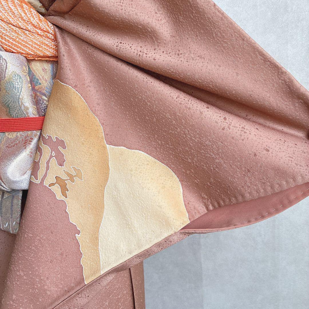 訪問着　フルセット　着物　正絹　和らぎ　刺繍　上品色　落款　J1