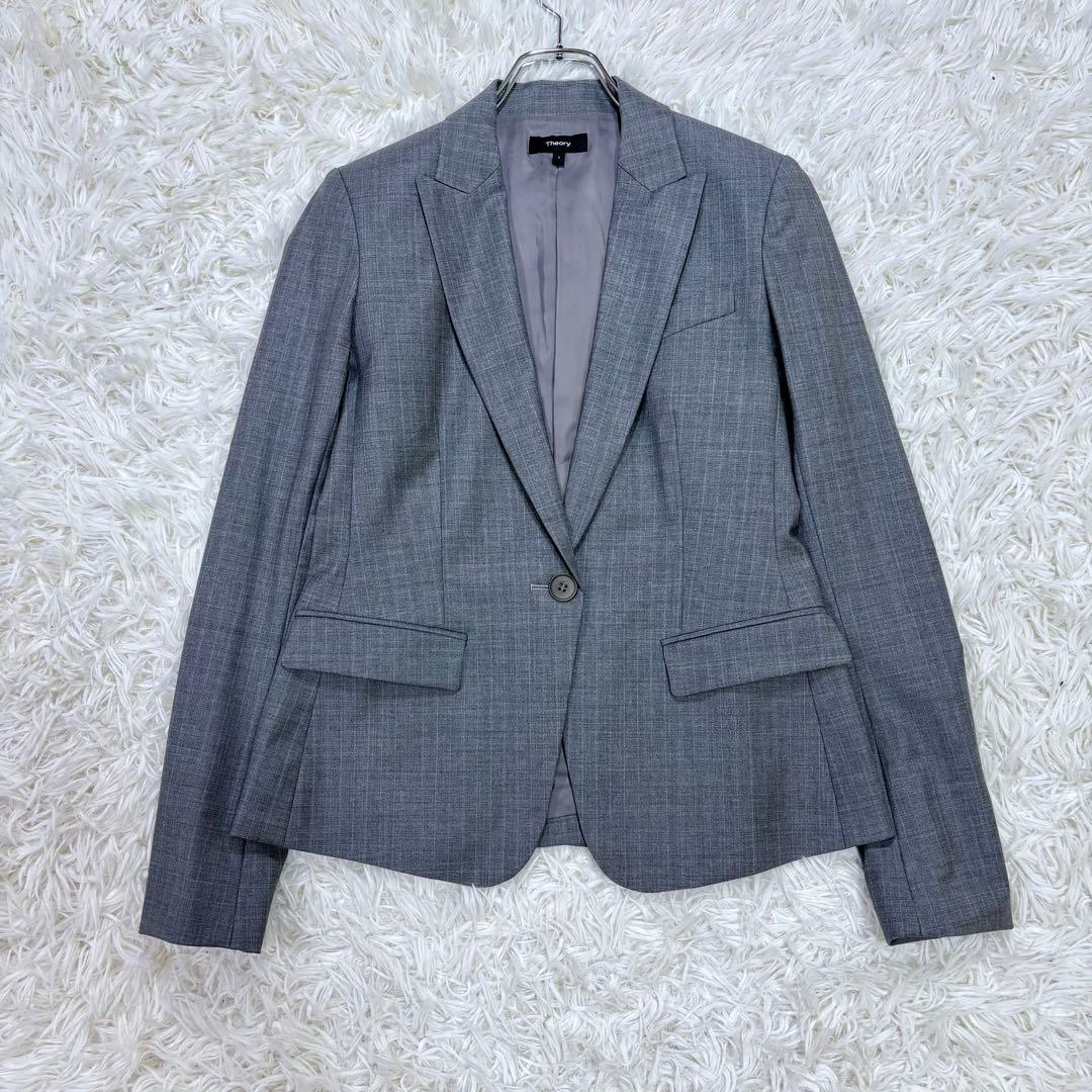 美品 近年モデル Theory スカートスーツ セットアップ ストレッチ グレー