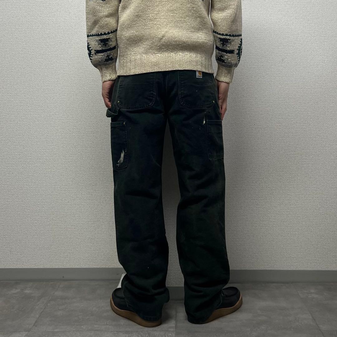 Carharttカーハートダブルニーフェードブラックペンキワークペインター襤褸