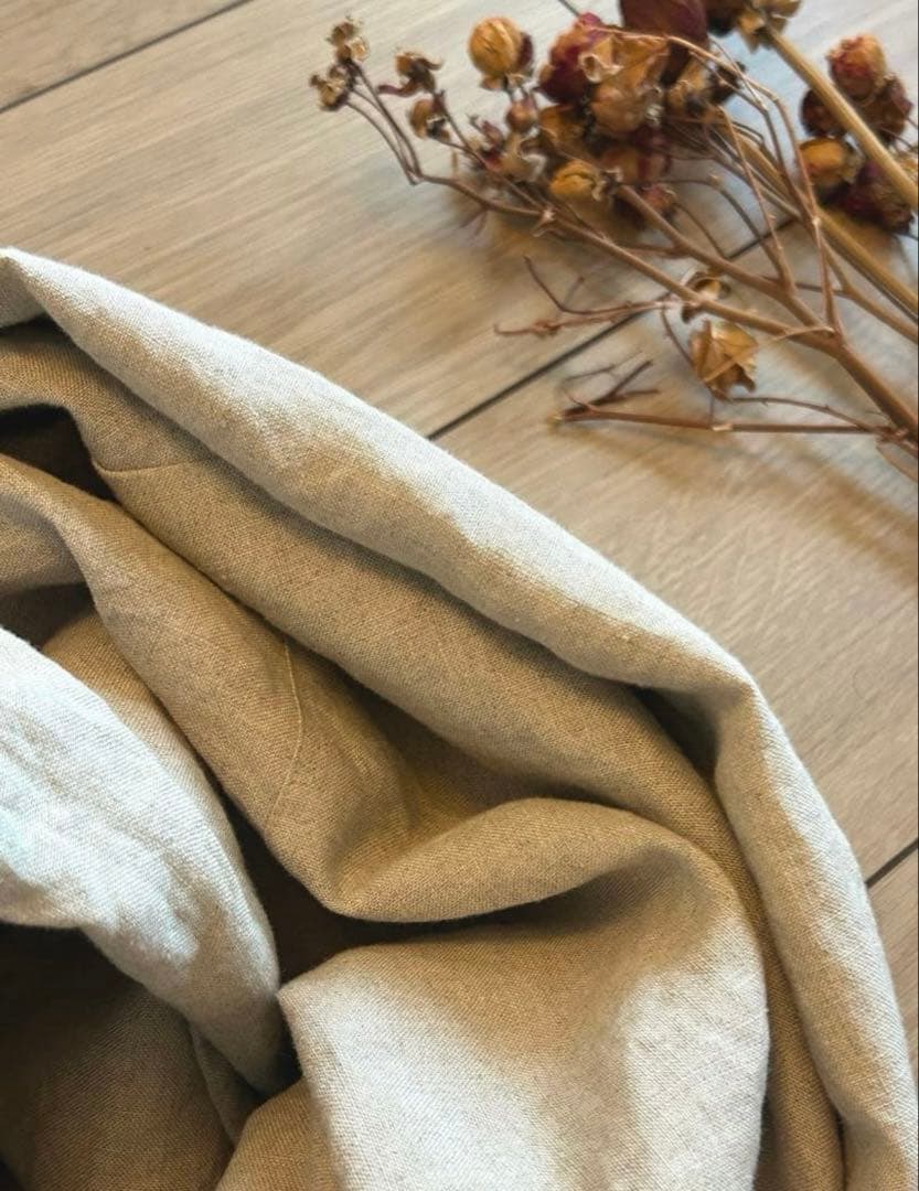 国産リネン100%　おしゃれな割烹着　キナリ　服作り40年の田舎町仕立屋