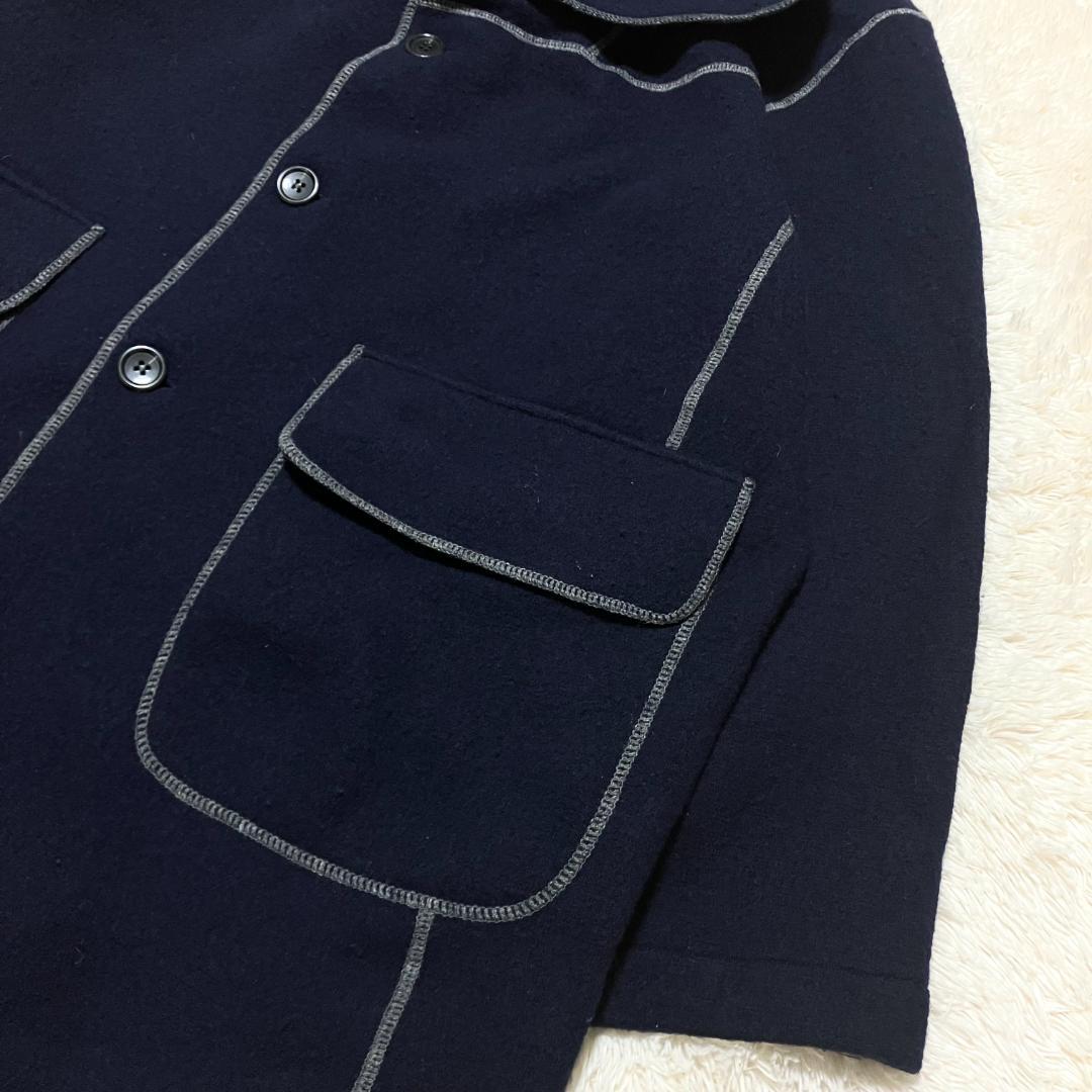 45rpm✨ オーバーサイズ ブランケットステッチ ウール スモックコート