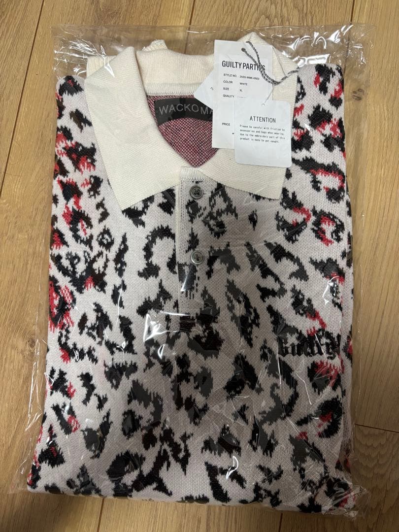 トップス wackomaria 25SS/LEOPARD KNIT POLO SHIRT