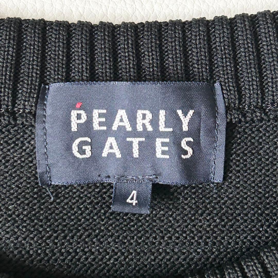 3123y極美品 パーリーゲイツ ロゴ入りクルーネックゴルフニット黒 近年モデル