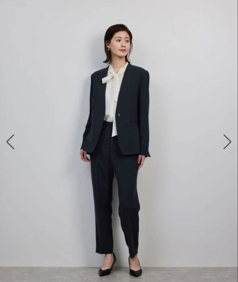 ROPE トリアセダブルクロスＶネックジャケット/イージーケア ネイビー スーツ