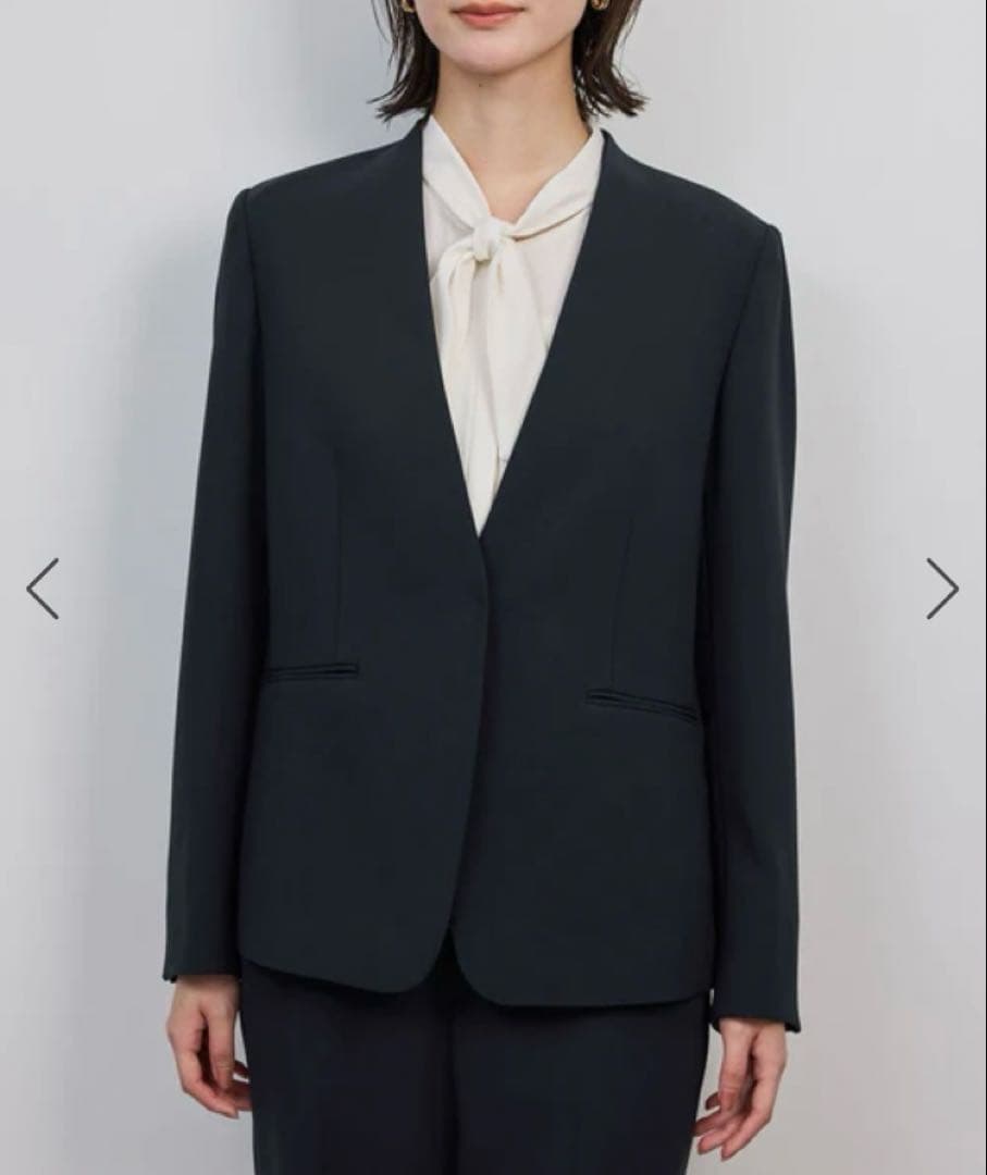 ROPE トリアセダブルクロスＶネックジャケット/イージーケア ネイビー スーツ