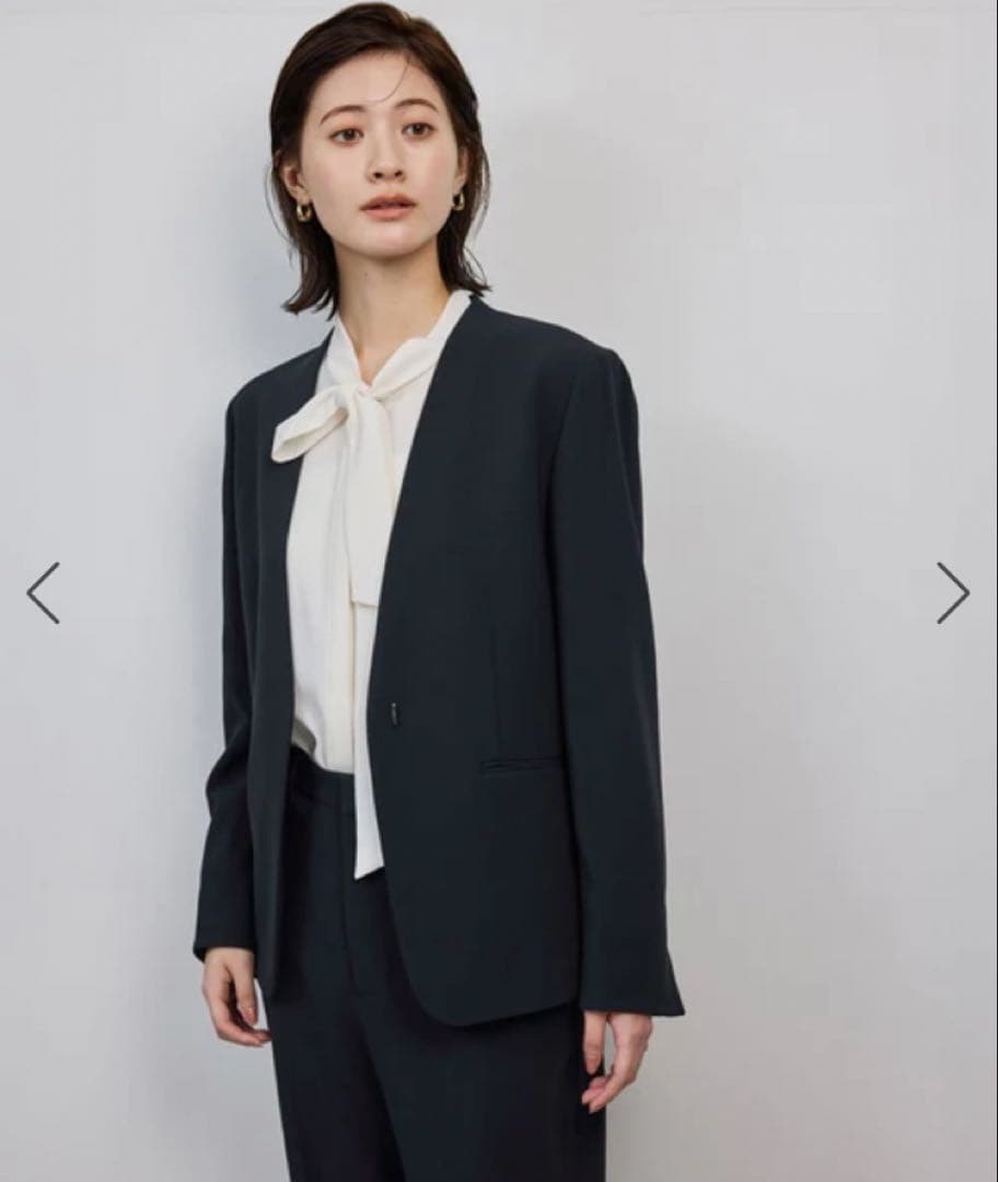 ROPE トリアセダブルクロスＶネックジャケット/イージーケア ネイビー スーツ