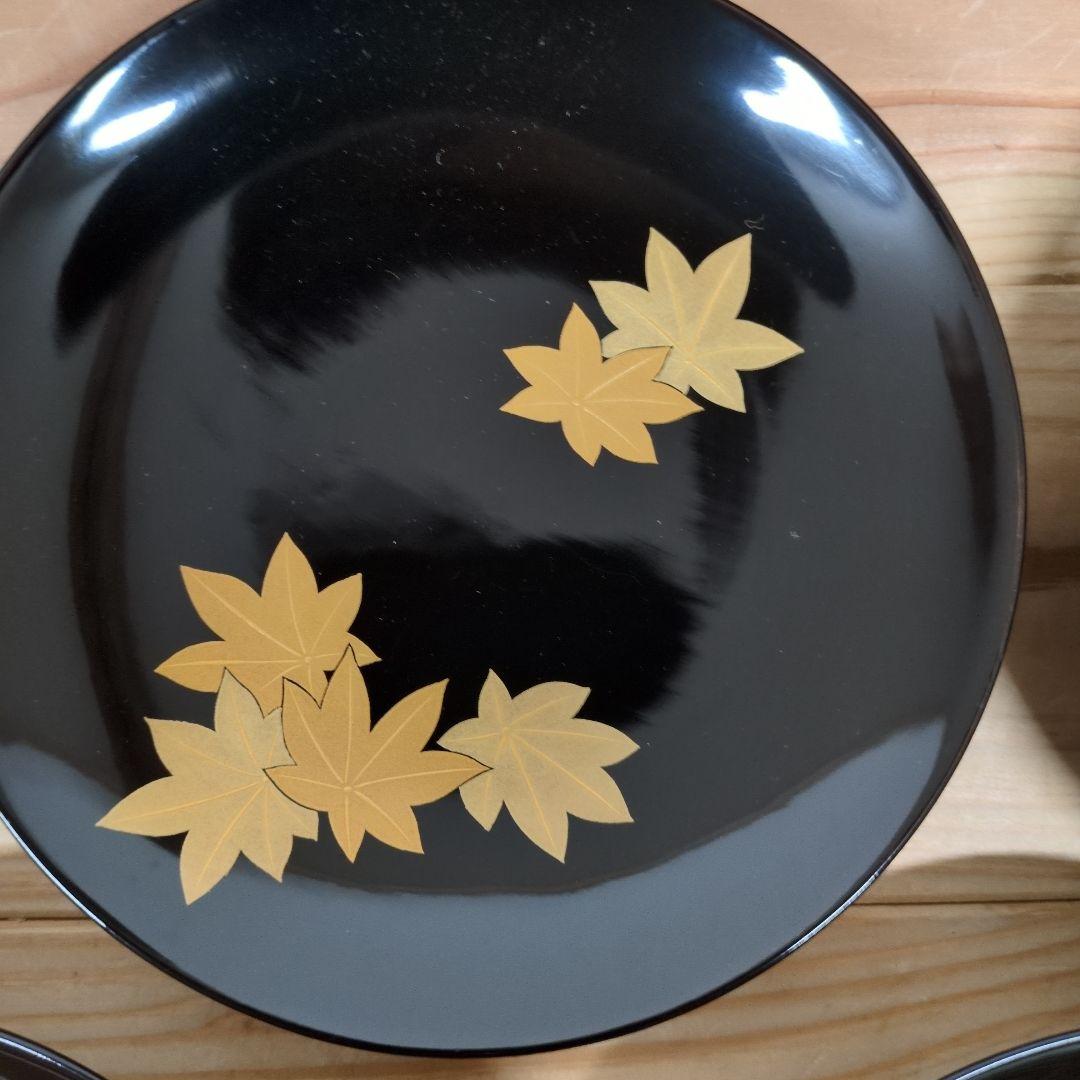 輪島塗　流水桜扇面見返り紅葉煮物椀　５客