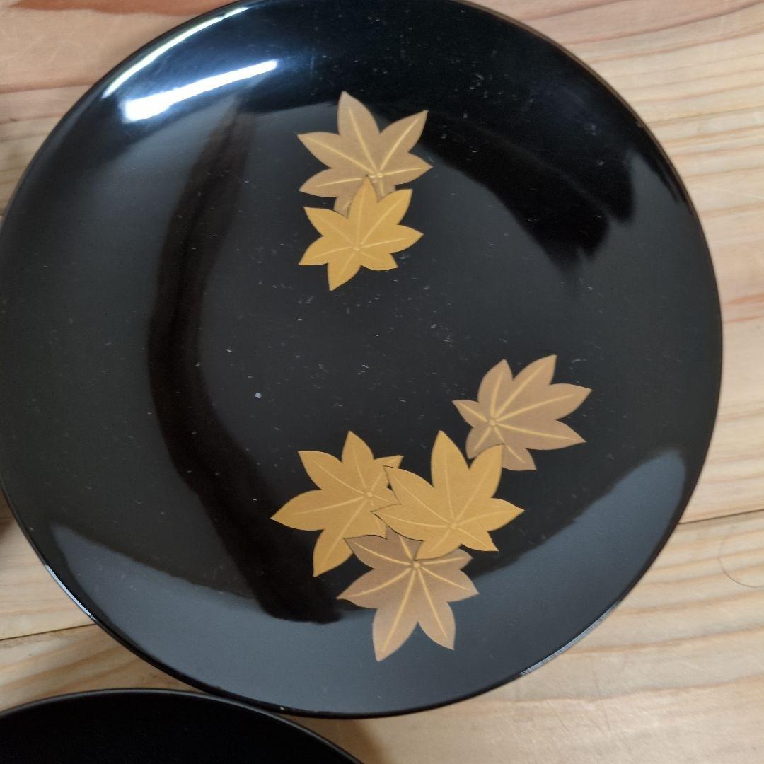 輪島塗　流水桜扇面見返り紅葉煮物椀　５客