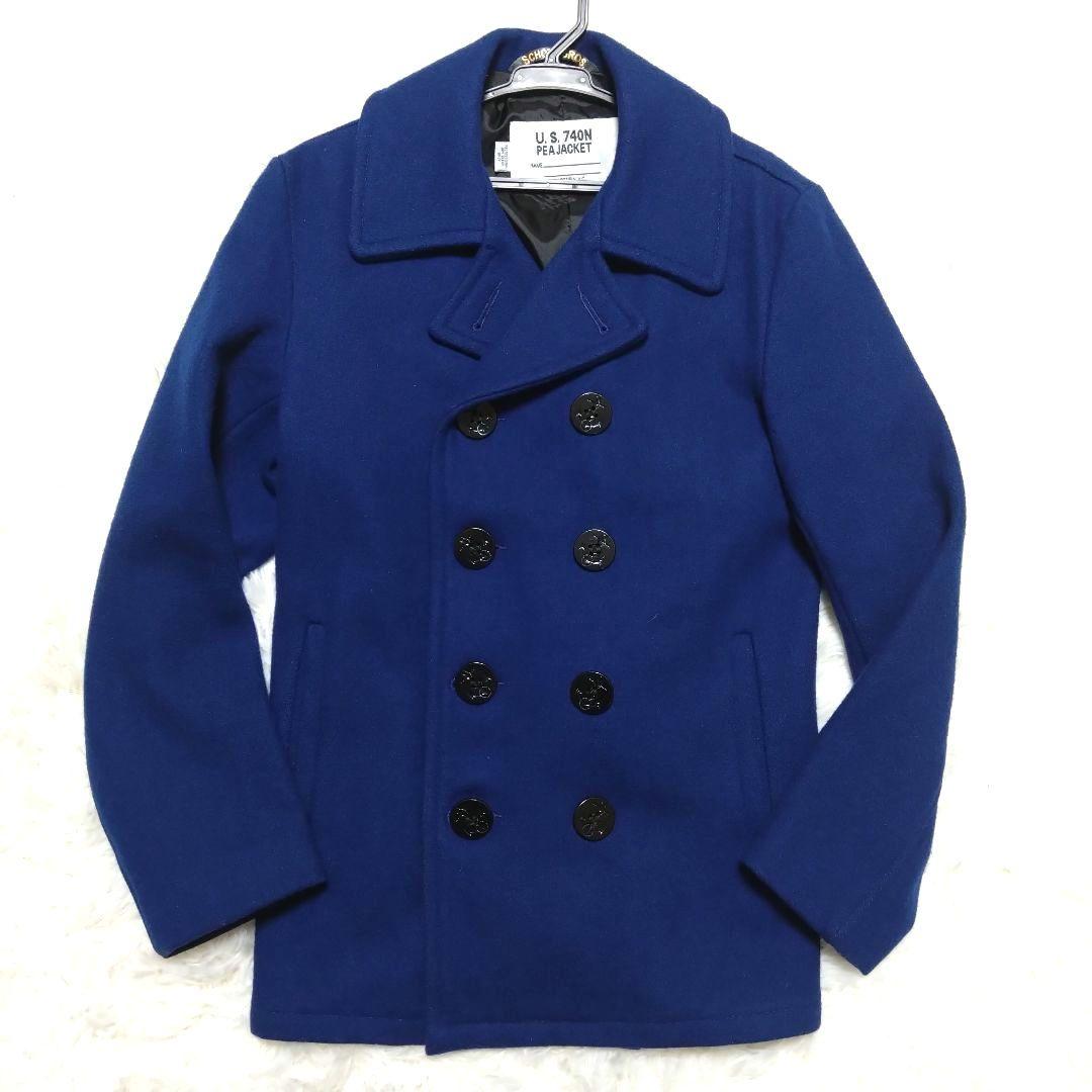【美品 希少カラー】ショット ピーコート ジャケット ダブル ブルー M相当
