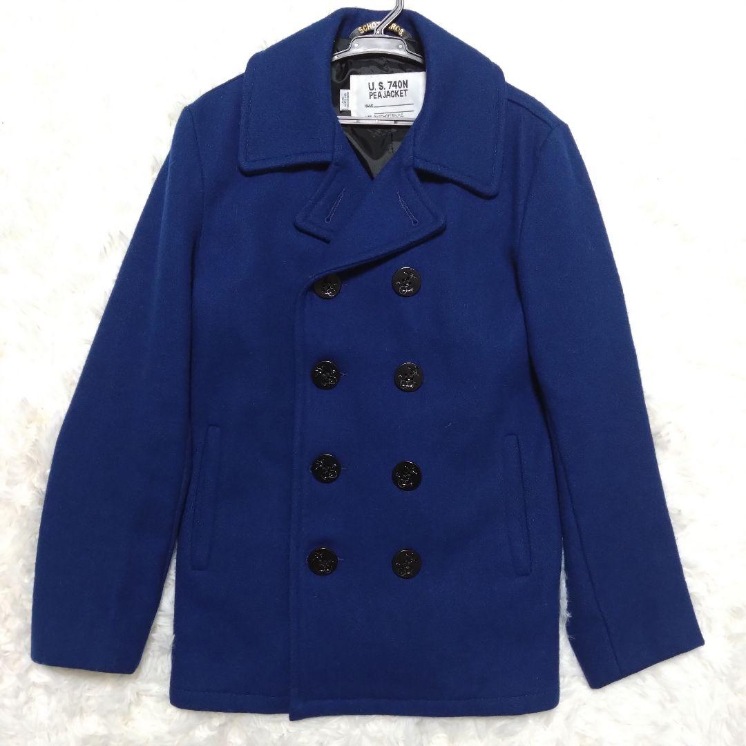 【美品 希少カラー】ショット ピーコート ジャケット ダブル ブルー M相当