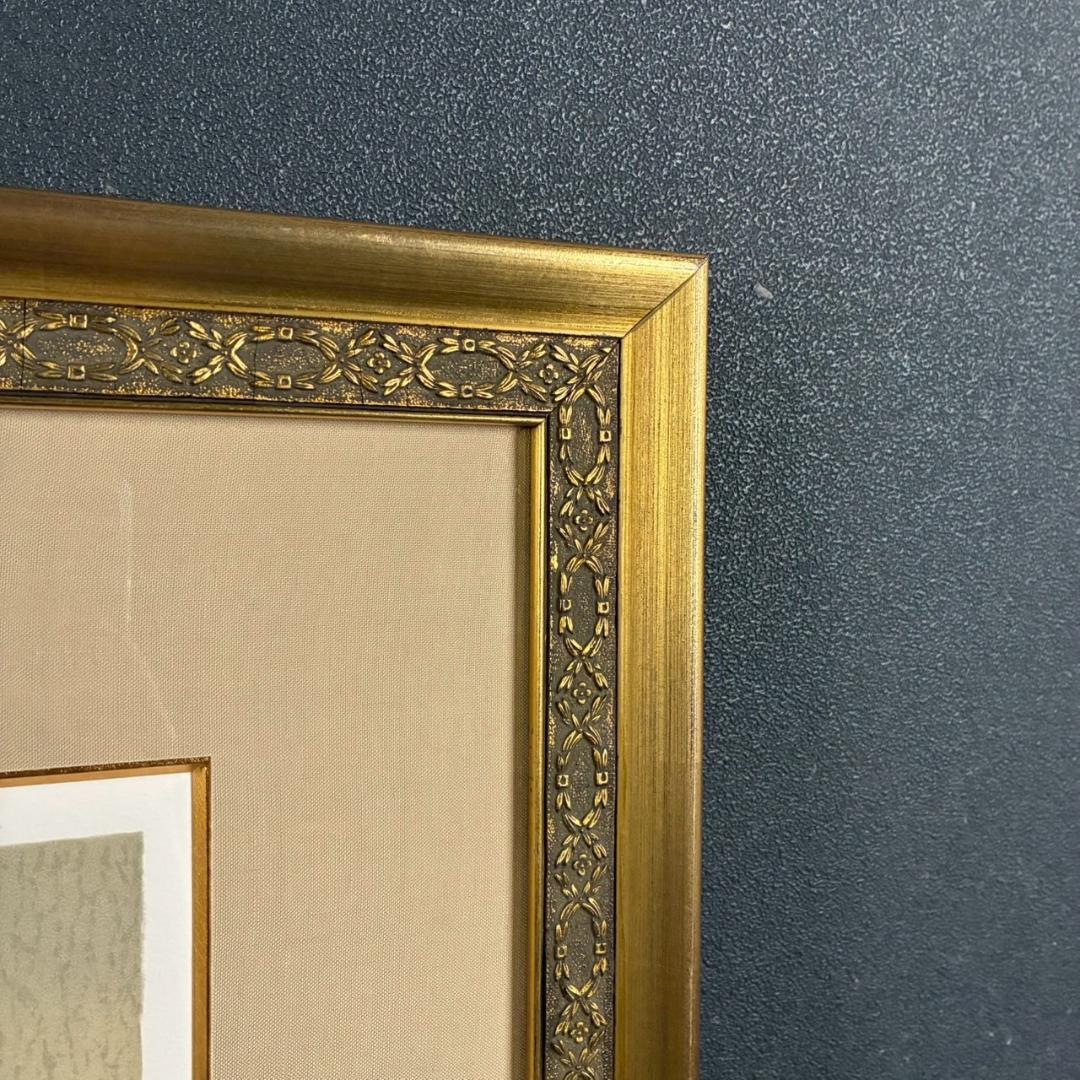 美品 西村龍介「湖の館」リトグラフ 直筆サイン入り 証明シール有 お洒落な額装