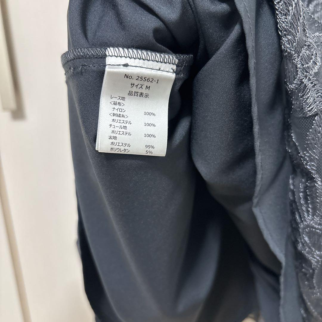 レースワンピース　オケージョン　ドレス　M ネイビー　レース　フレアスカート