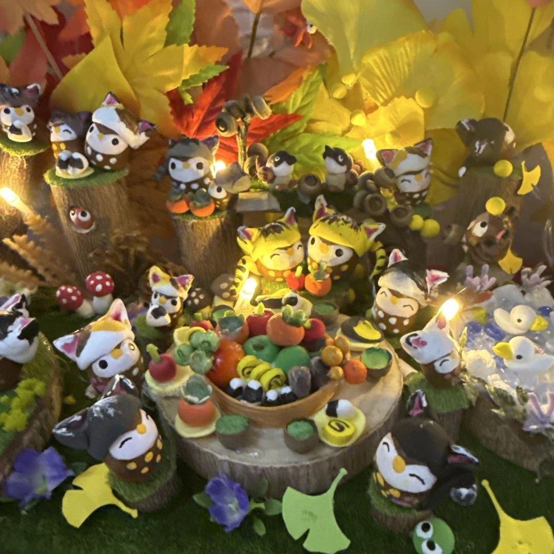 どんぐりアート♡猫帽子　紅葉狩りBIGオブジェ♡