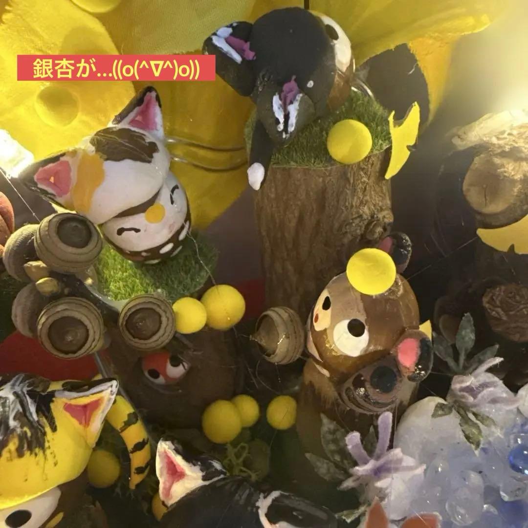 どんぐりアート♡猫帽子　紅葉狩りBIGオブジェ♡