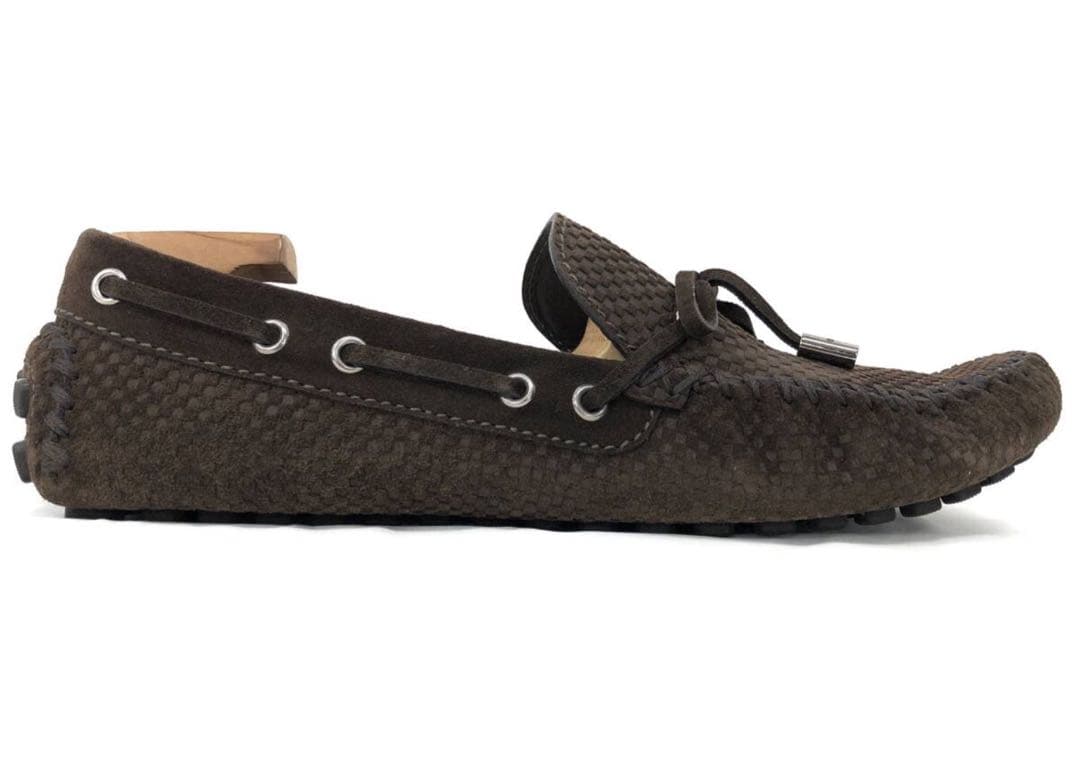 03079LOUISVUITTONルイヴィトンダミエスエードドライビングシューズ