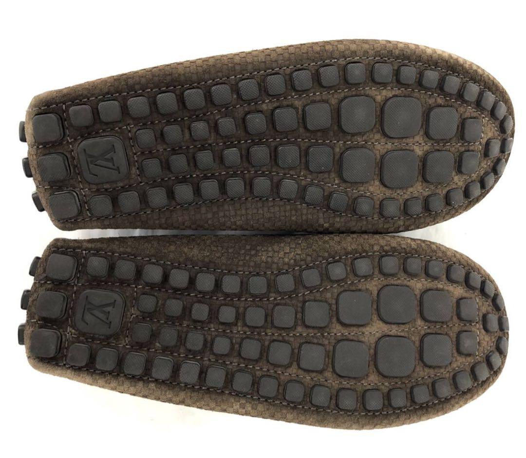 03079LOUISVUITTONルイヴィトンダミエスエードドライビングシューズ