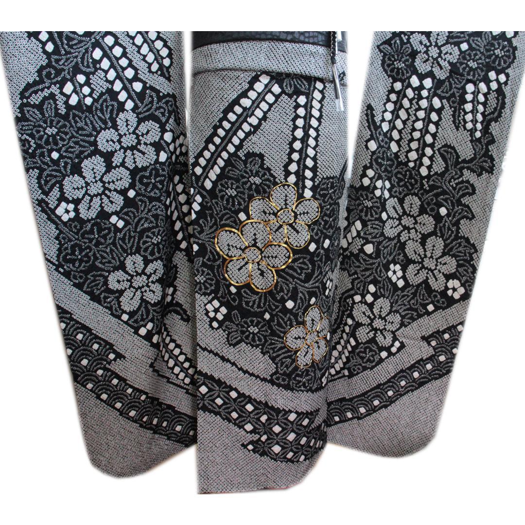 希少！モノトーン総絞り成人式振袖5点セット帯新品フルセットベロア帯揚げDB37