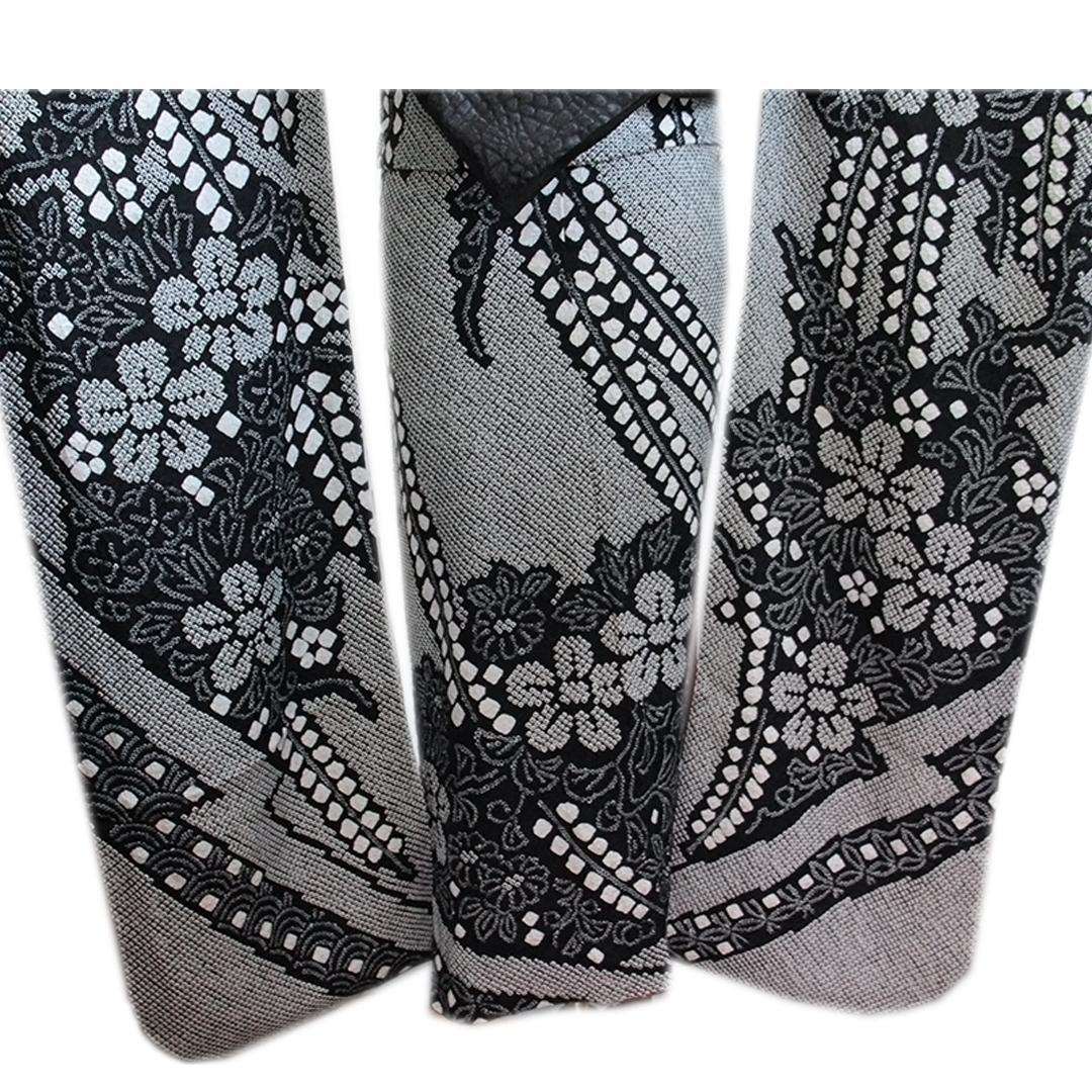 希少！モノトーン総絞り成人式振袖5点セット帯新品フルセットベロア帯揚げDB37