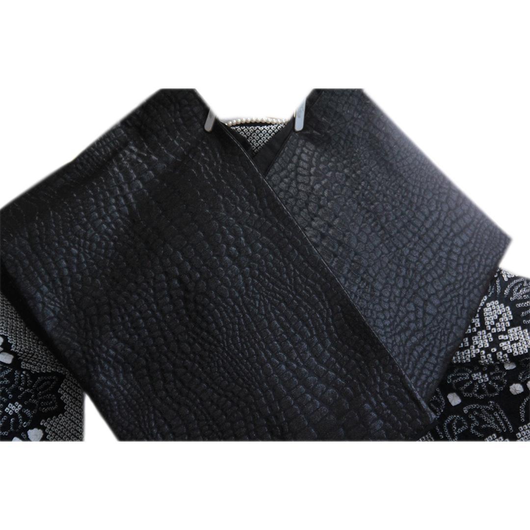 希少！モノトーン総絞り成人式振袖5点セット帯新品フルセットベロア帯揚げDB37